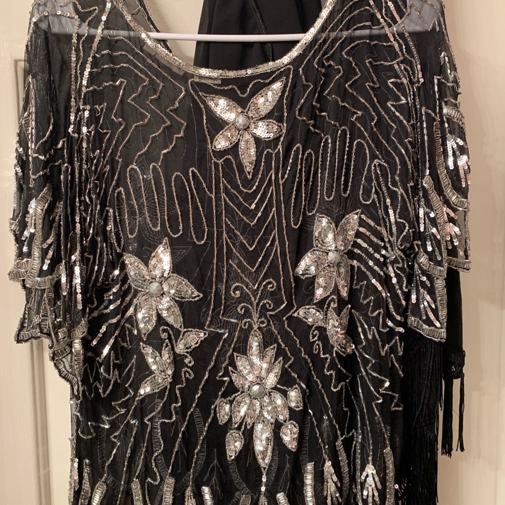 Vintage 100% silk Indian top embroidered sheer